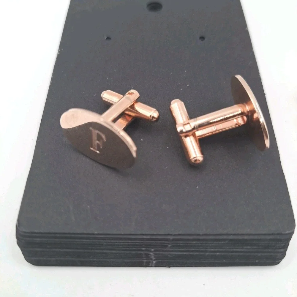 Vintage Monogram 'F' Rose Gold Tone Cufflinks & Tie Clip Set 1.25 Inch